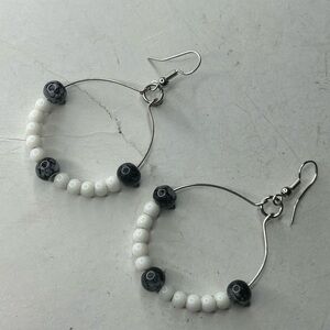 Black & White Beaded Hoop Earrings – Balance & Protection Jewelry